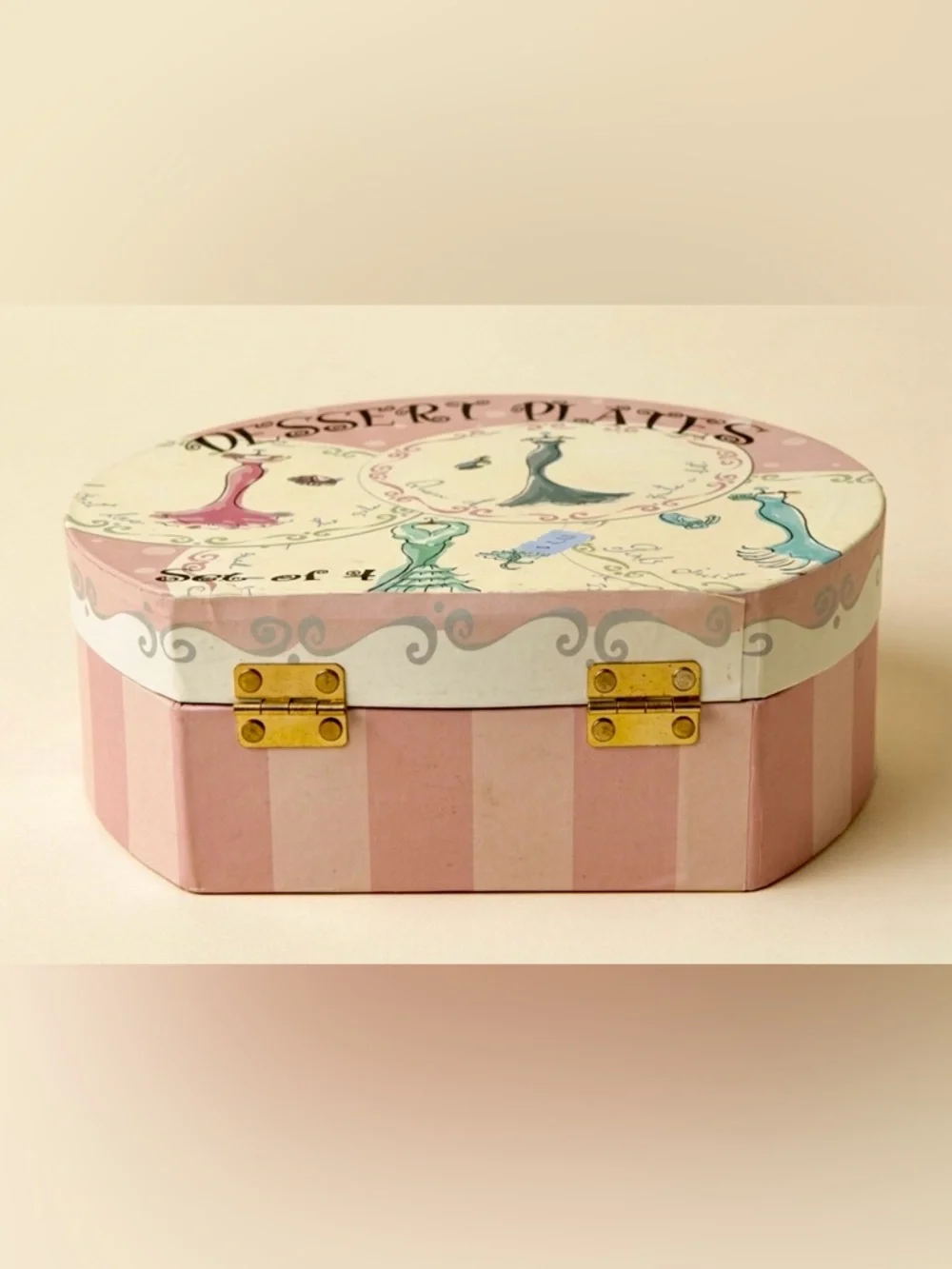 Set of 4 Fashion Illustration Dessert Plates with Original Storage Box